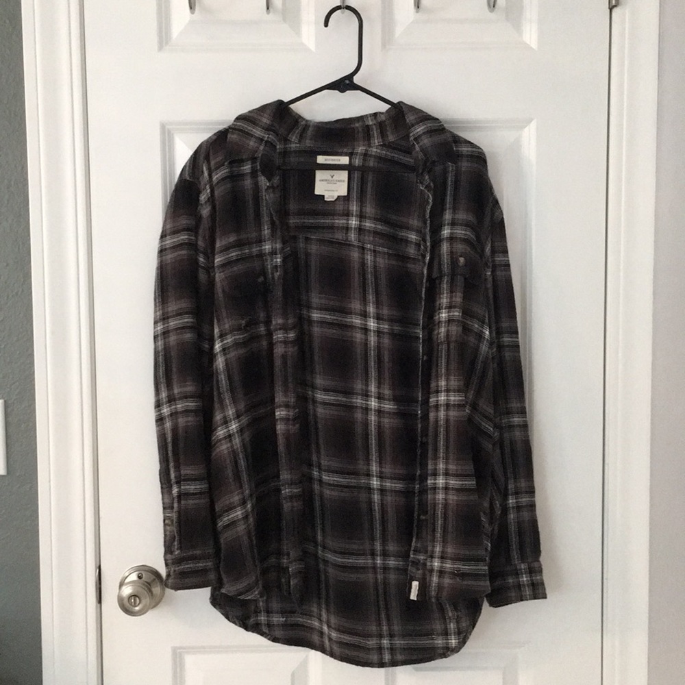 Oversized Distressed American Eagle Flannel